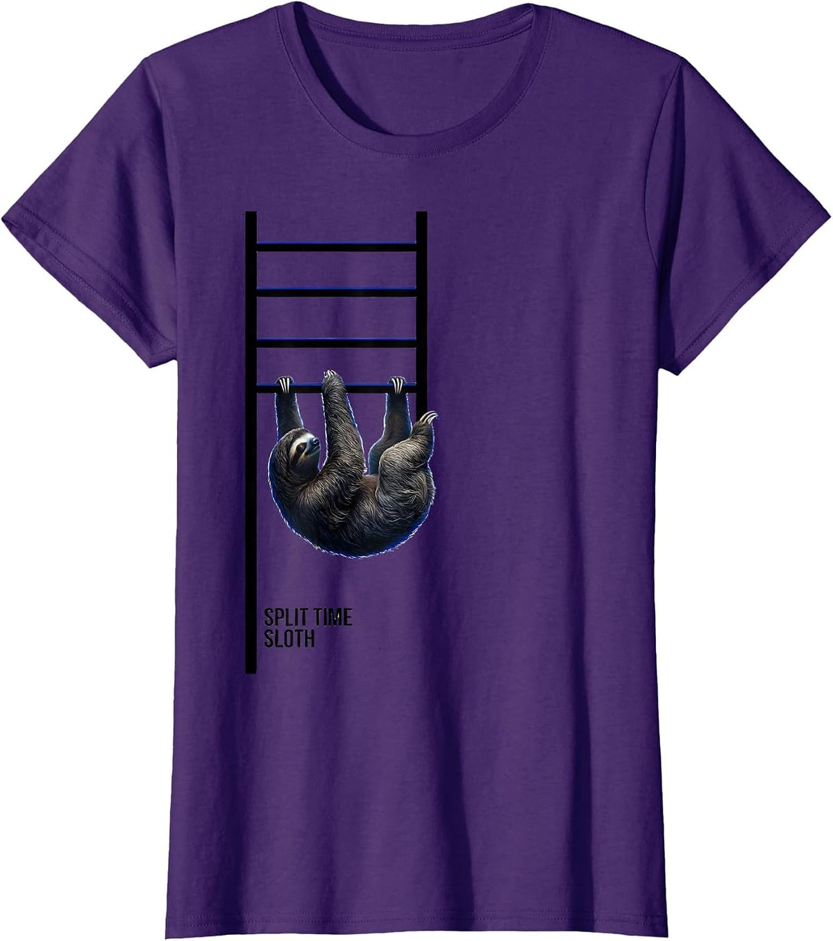 Women's Split Time: Sloth Funny Sloth Lover Novelty Gift T-Shirt - Purple