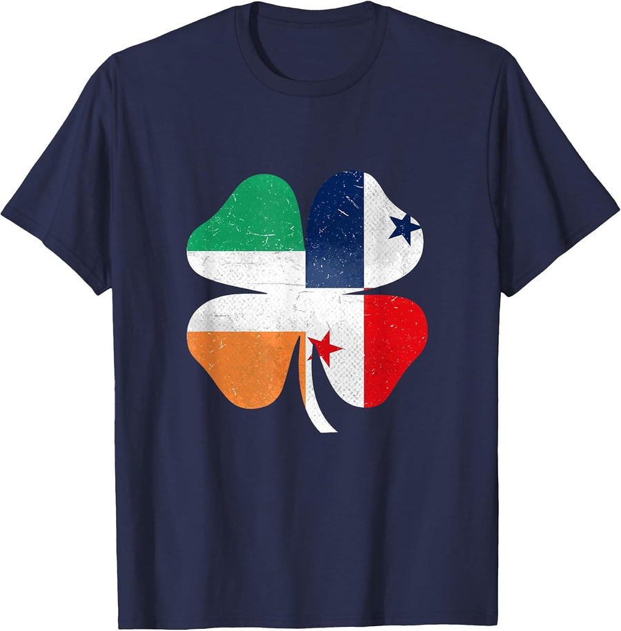 Panamanian Irish Shamrock Panama Ireland St. Patrick's Day T-Shirt - Navy Blue