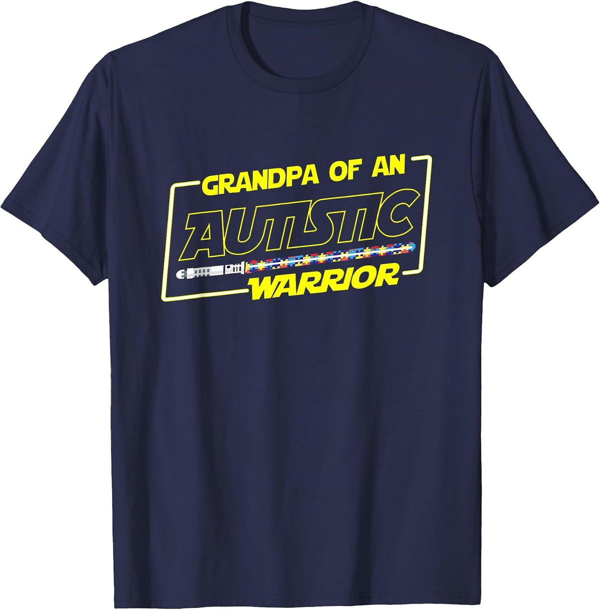 Autistic Autism Awareness Warrior Grandpa T Shirt Men Papa T-Shirt - Navy Blue