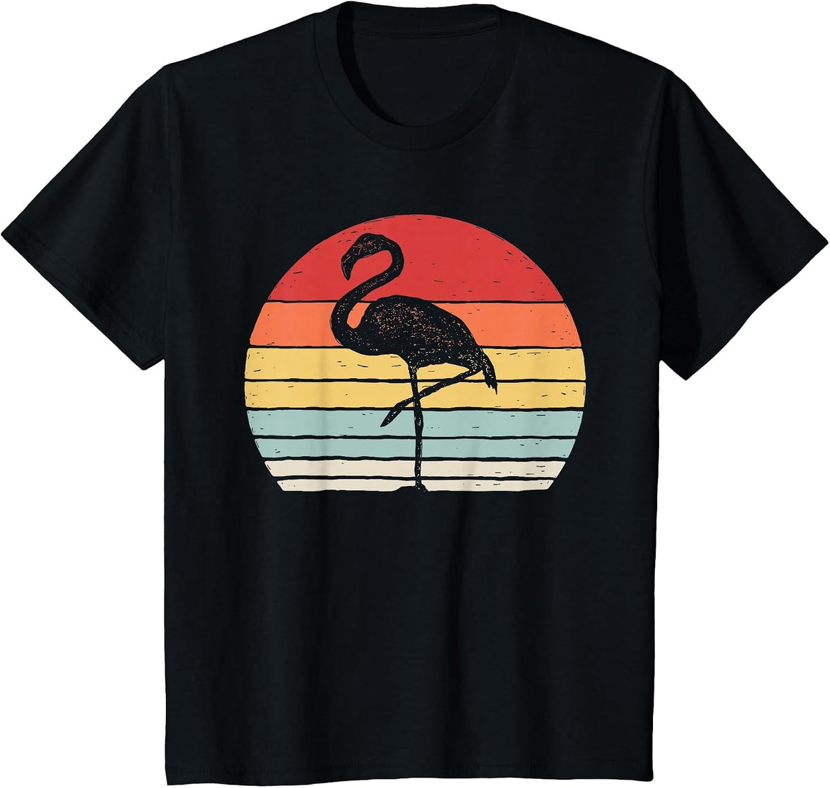 Vintage Retro Flamingo T-Shirt - Black