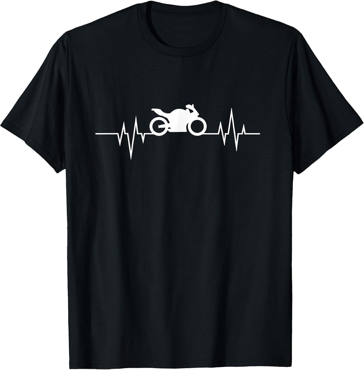 Motorcycle Heartbeat for Motorcyclist and Biker T-Shirt - Black