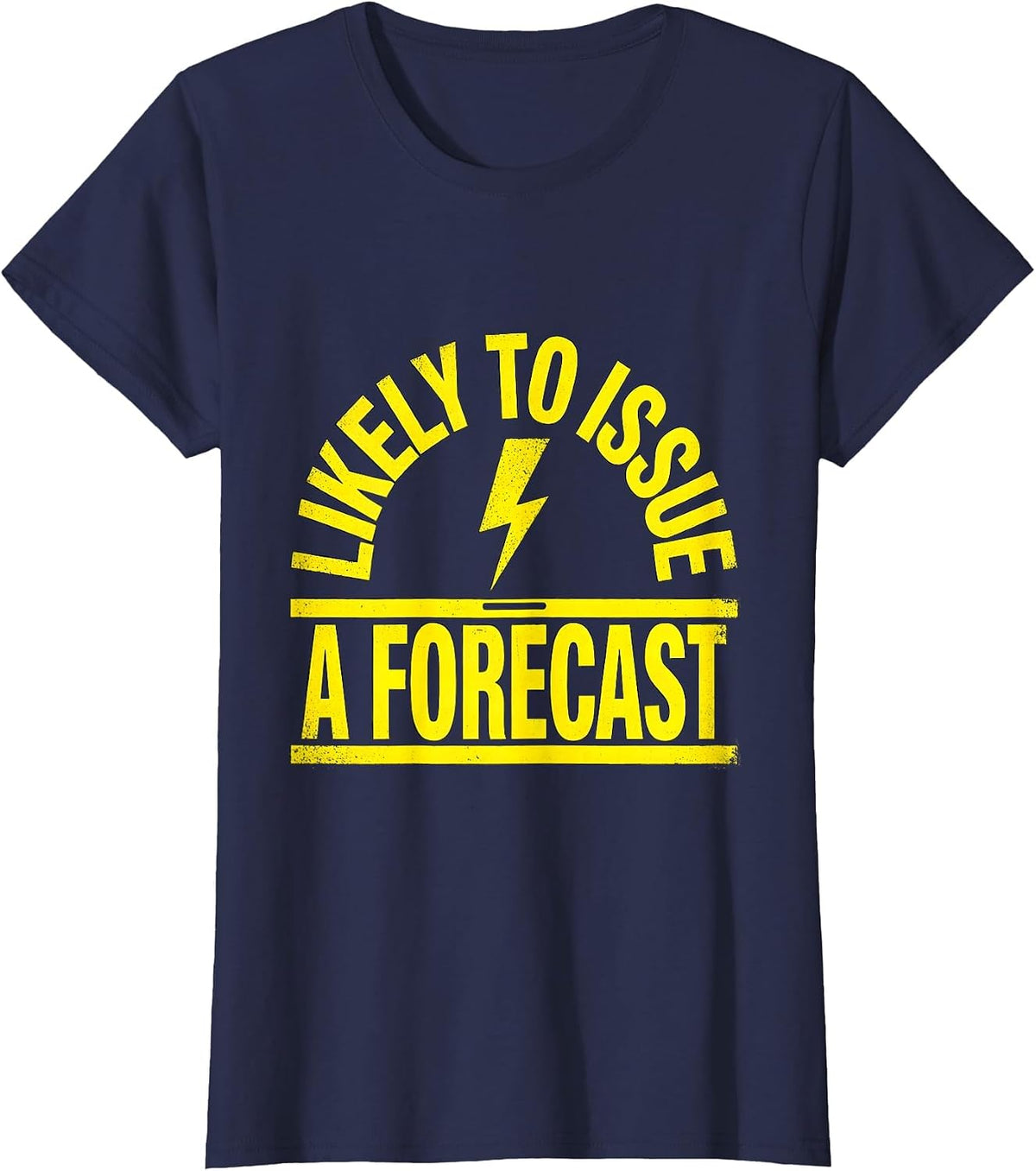 Women's Likely To Issue A Forecast Stencil Graphic Storm Chaser T-Shirt - Navy Blue