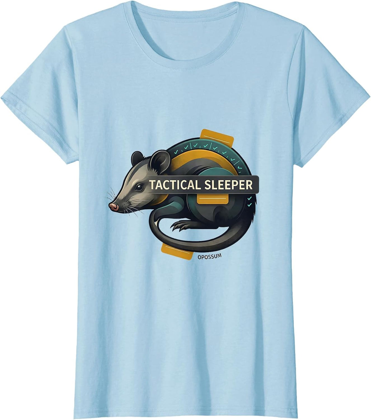 Opossum Tactical Sleeper Funny Animal Meme Sarcastic T-Shirt - Baby Blue