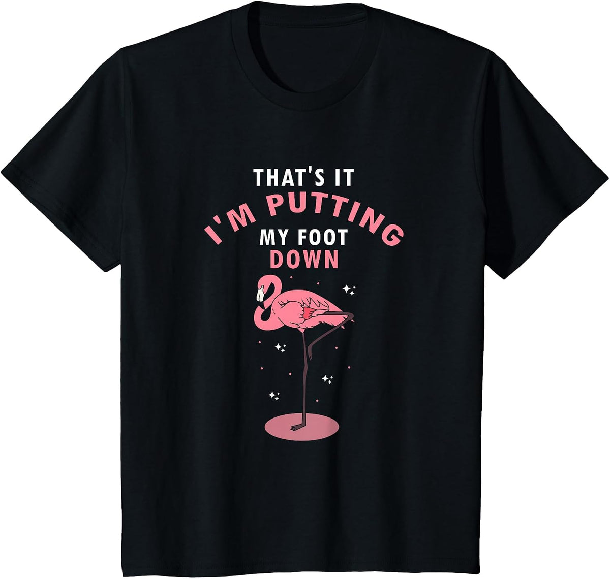 Flamingo Funny That's It I'm Putting My Foot Down T-Shirt - Black