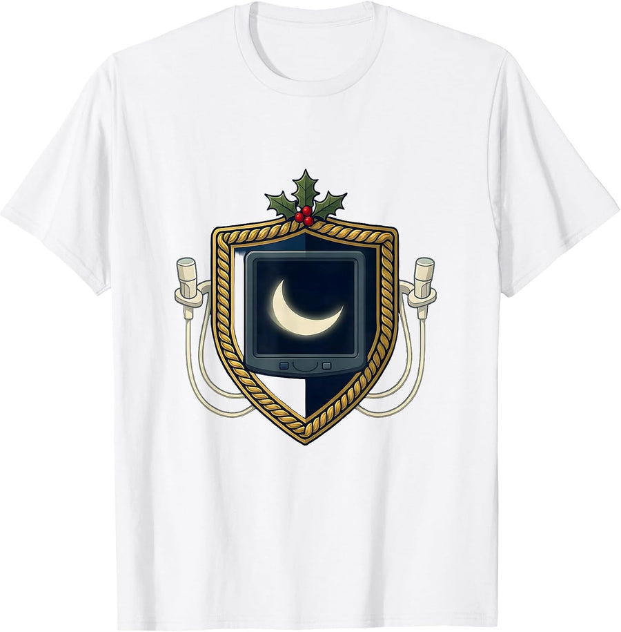 Men's Sonographer Shield Crest Ultrasound Tech Christmas Humor T-Shirt - White