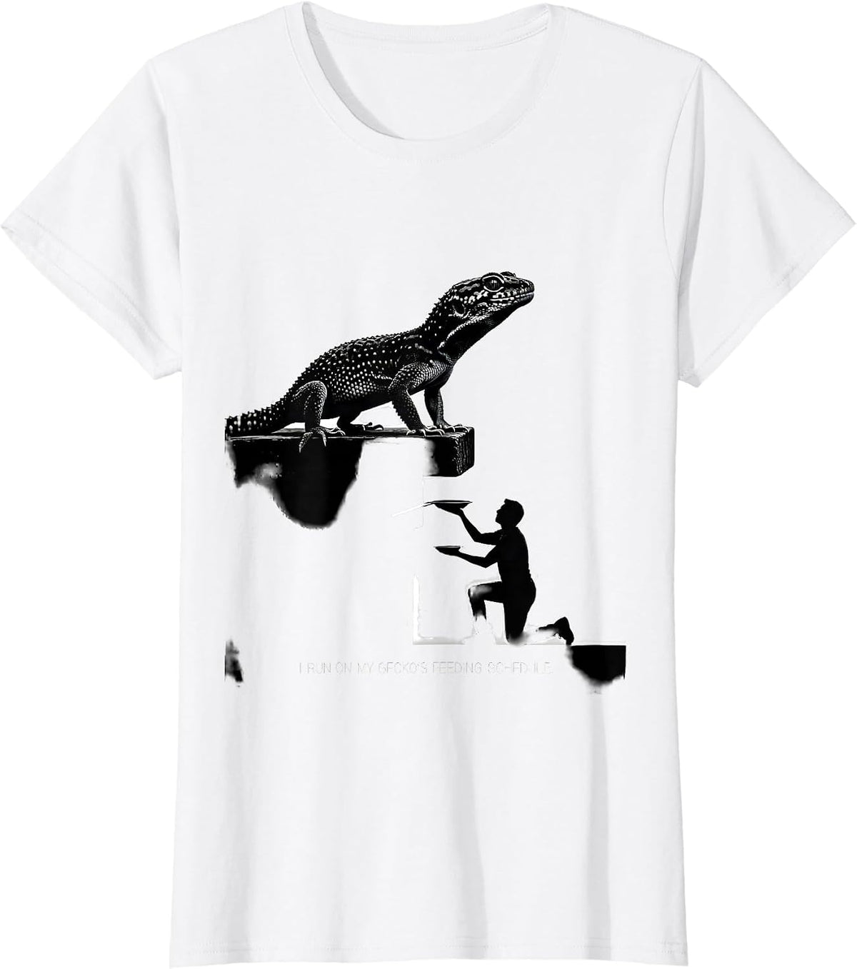 I Run On My Gecko's Feeding Schedule Funny Reptile Lover T-Shirt - White