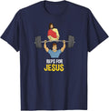 Clever Sloth: Reps for Jesus Weightlifting Gym Workout Tee T-Shirt - Navy Blue