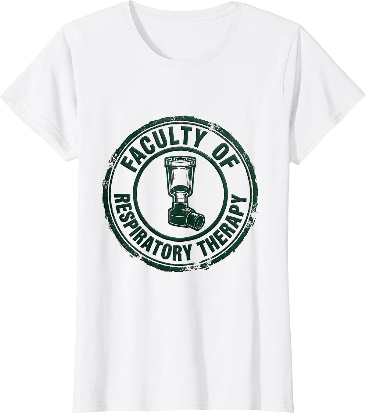 Women's Faculty of Respiratory Therapy Rubber Stamp Respiratory T-Shirt - White