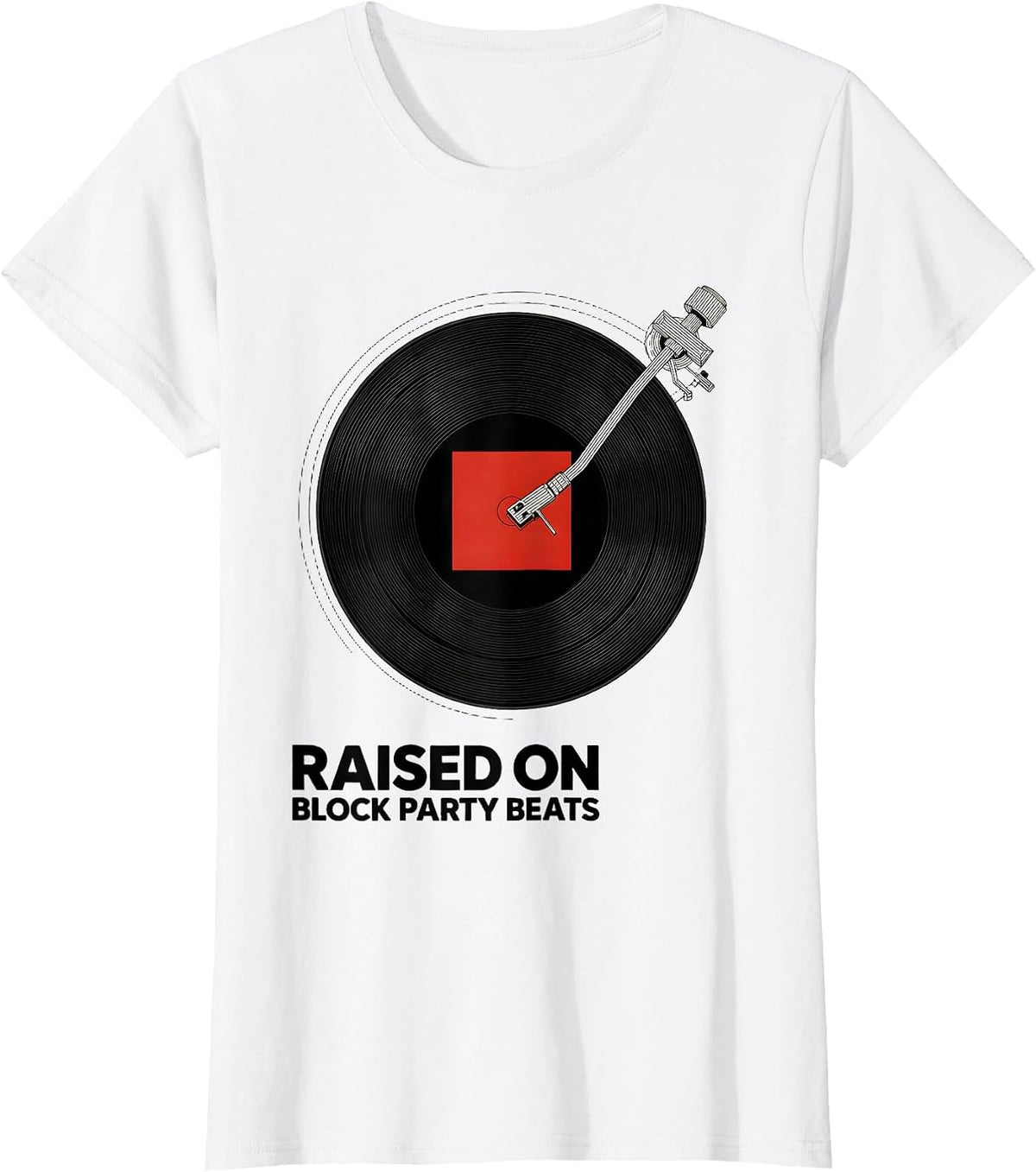 Raised On Block Party Beats Vintage 90s Hip-Hop Rap Lyric T-Shirt - White