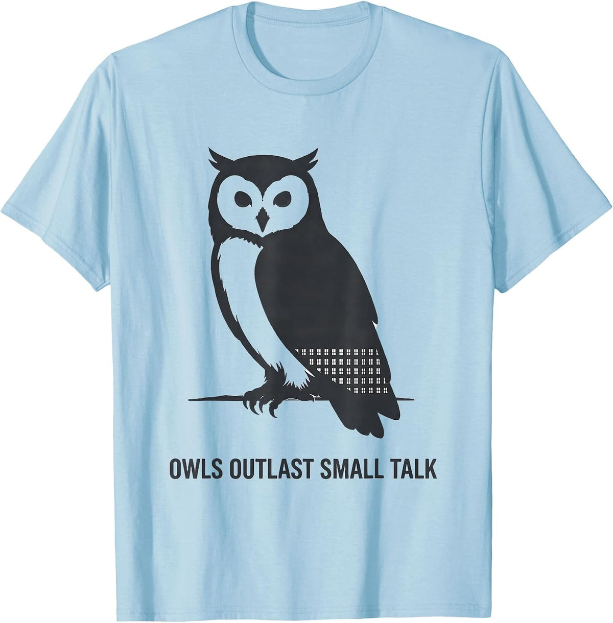 Men's Owls Outlast Small Talk Vintage Forest Wildlife Nature Retro T-Shirt - Baby Blue