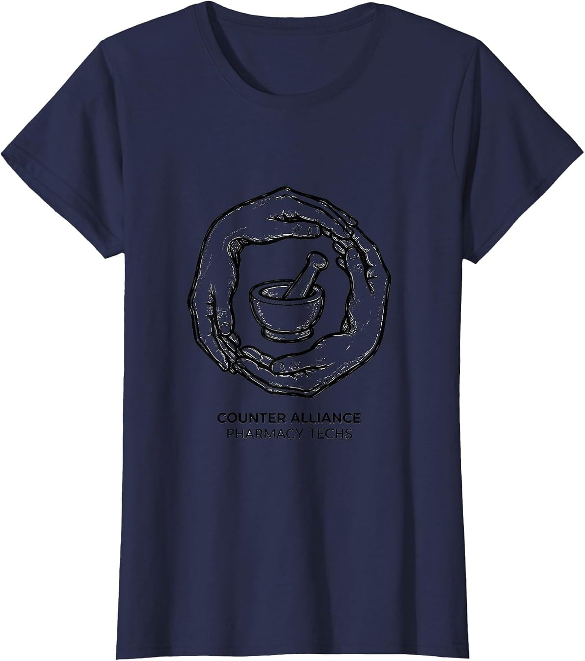 Women's Counter Alliance Pharmacy Techs Funny Pharmacy Technician T-Shirt - Navy Blue
