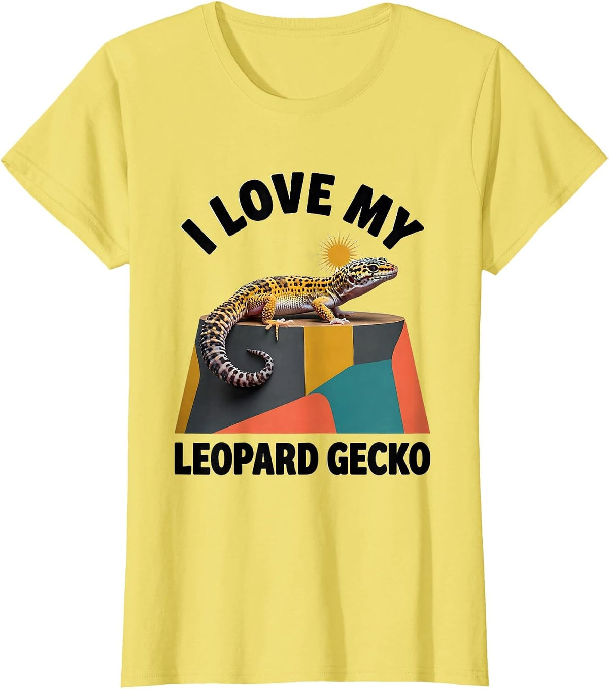 I Love My Leopard Gecko Midcentury Modern Reptile Lover Gift T-Shirt - Lemon Yellow