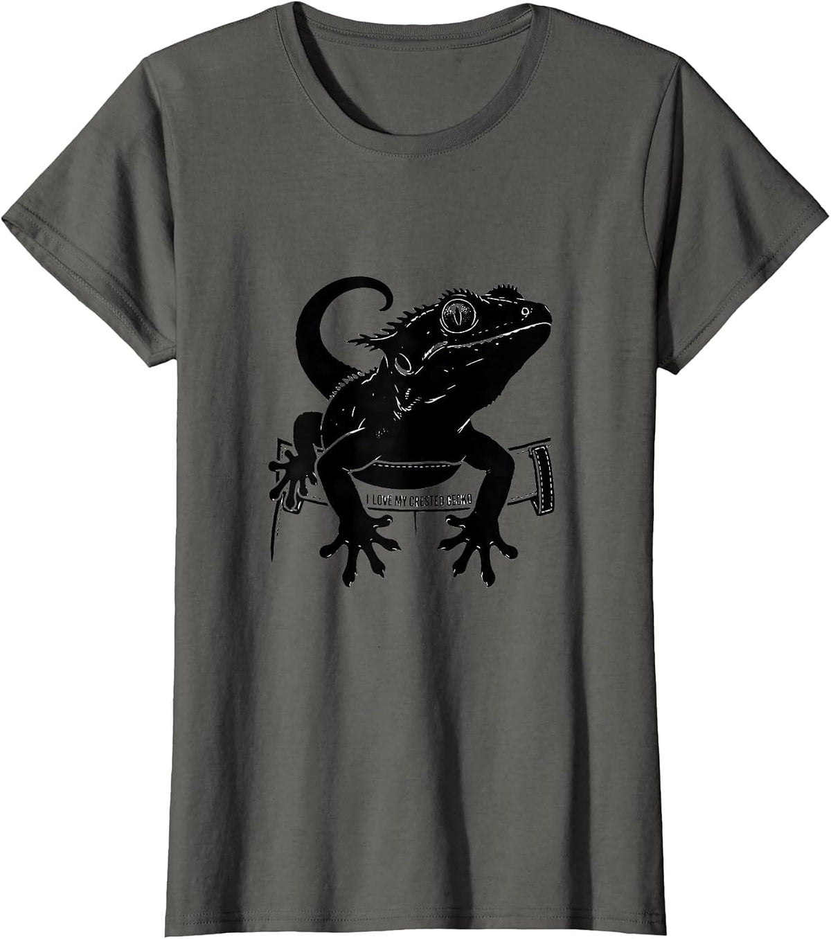 Women's I Love My Crested Gecko Funny Reptile Lover Pet Owner Humor T-Shirt - Asphalt Grey