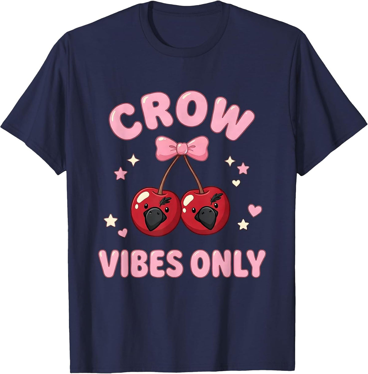 Men's Crow Vibes Only Dark Bird Lover Design T-Shirt - Navy Blue