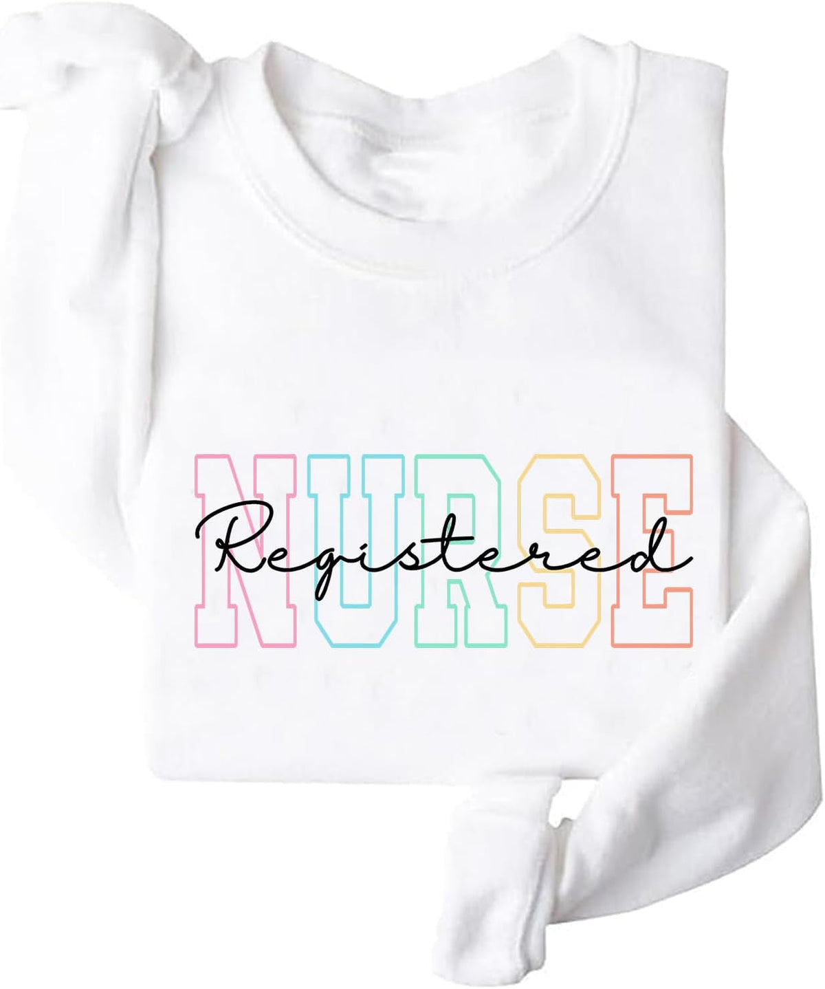 Registered Nurse Sweatshirt Women Crewneck RN Nurse Sweatshirt - White