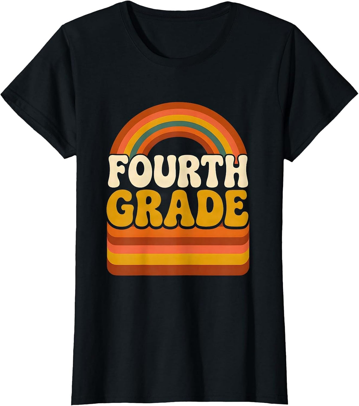 Fourth Grade Retro Teacher Back To School T-Shirt - Black