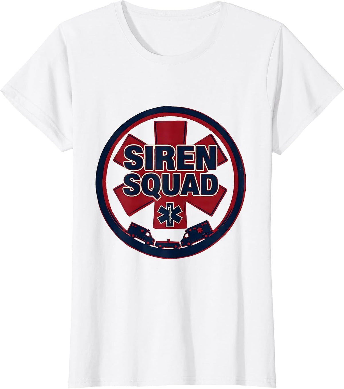Women's Siren Squad Screenprint EMT Paramedic EMS Crew Gift T-Shirt - White