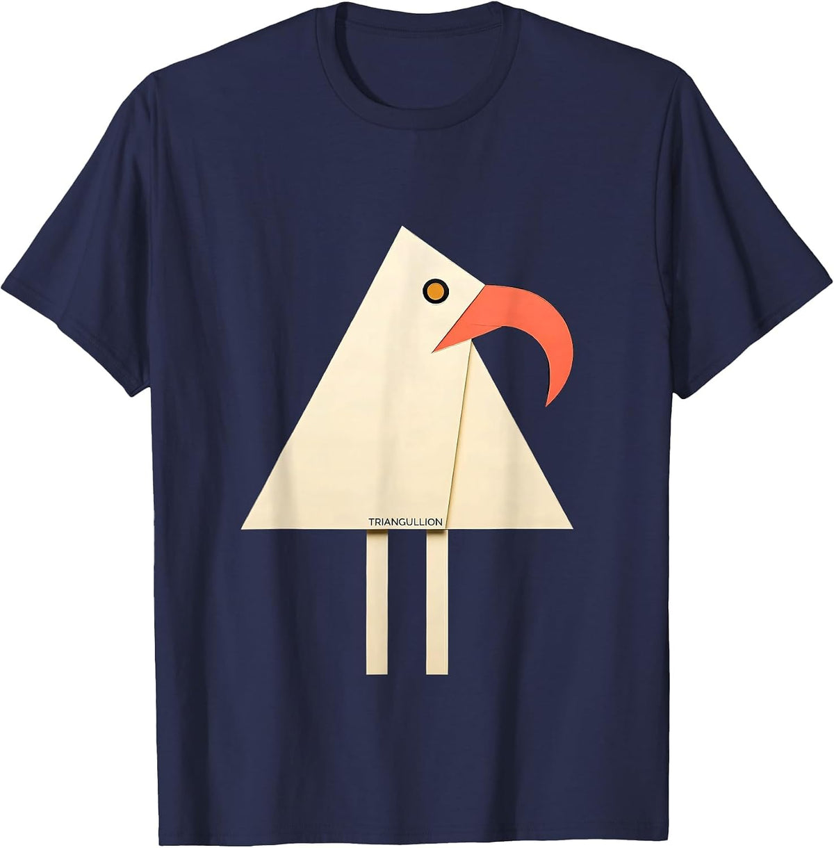 Triangullion Paper Cutout Bird Pun Funny Math Teacher Humor T-Shirt - Navy Blue