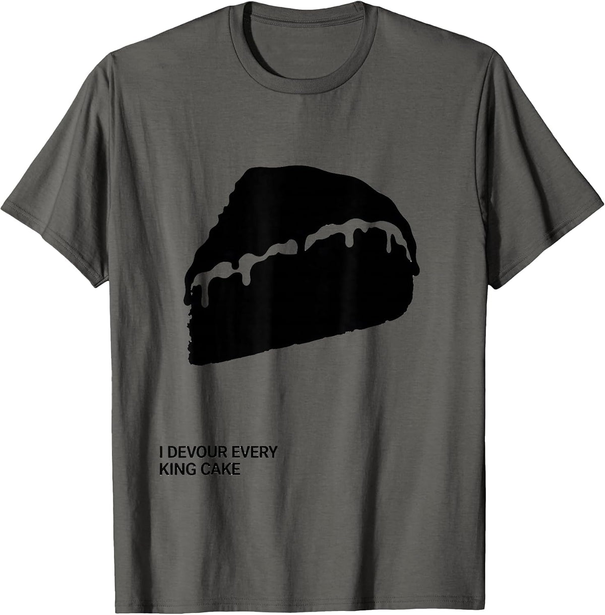 Men's I Devour Every King Cake Mardi Gras Carnival Party Humor T-Shirt - Asphalt Grey