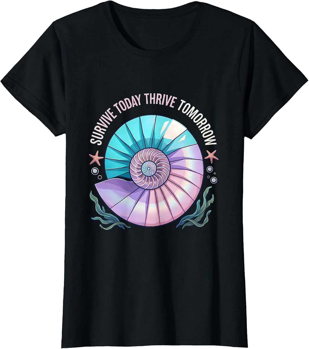 Survive Today Thrive Tomorrow Motivational Design T-Shirt - Black