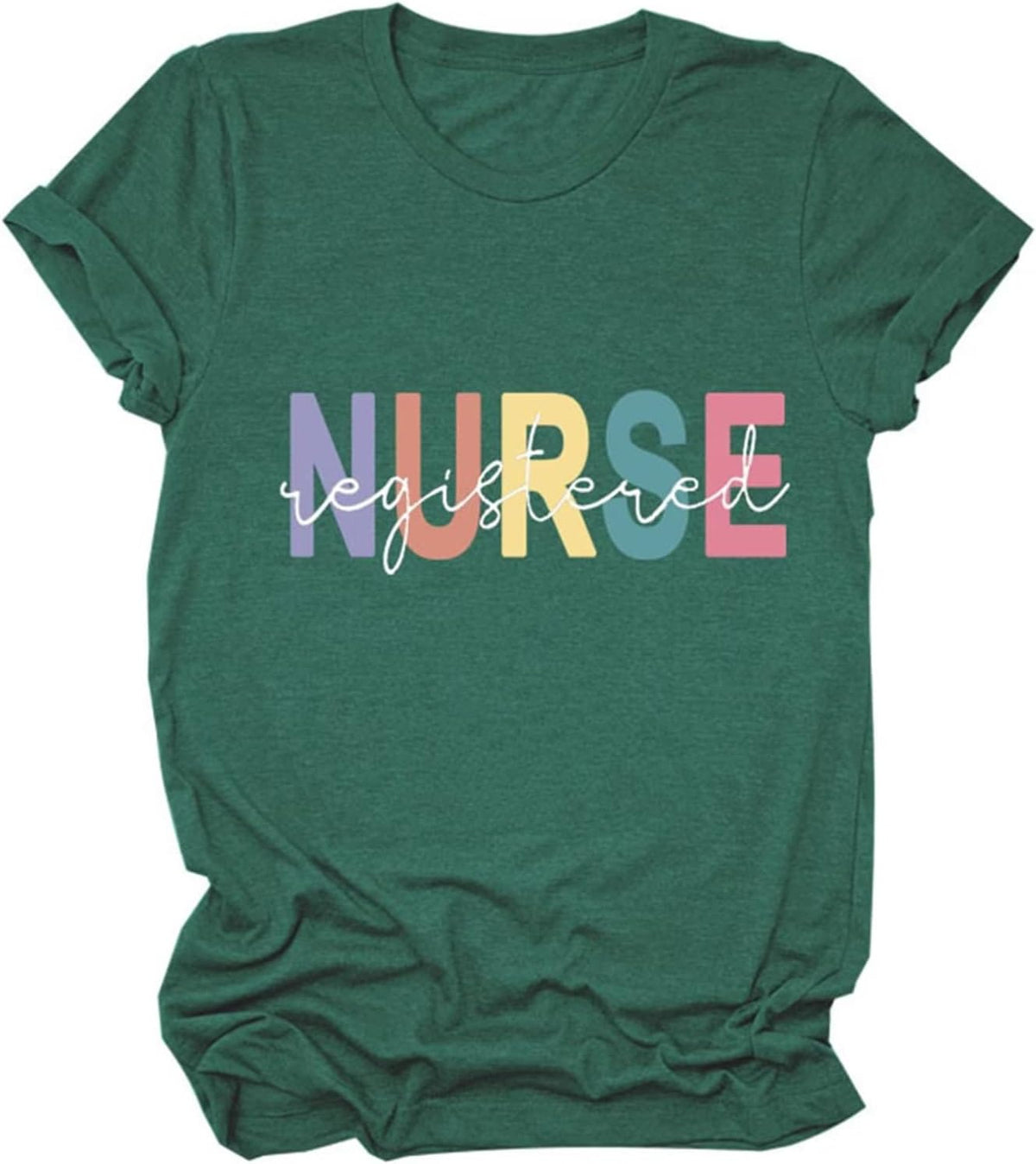 Vintage Nurse Women T-Shirt, Nurse Life Women Letter Printed T Shirt Graphic Nurse Tee Tops - Z2-dark Green