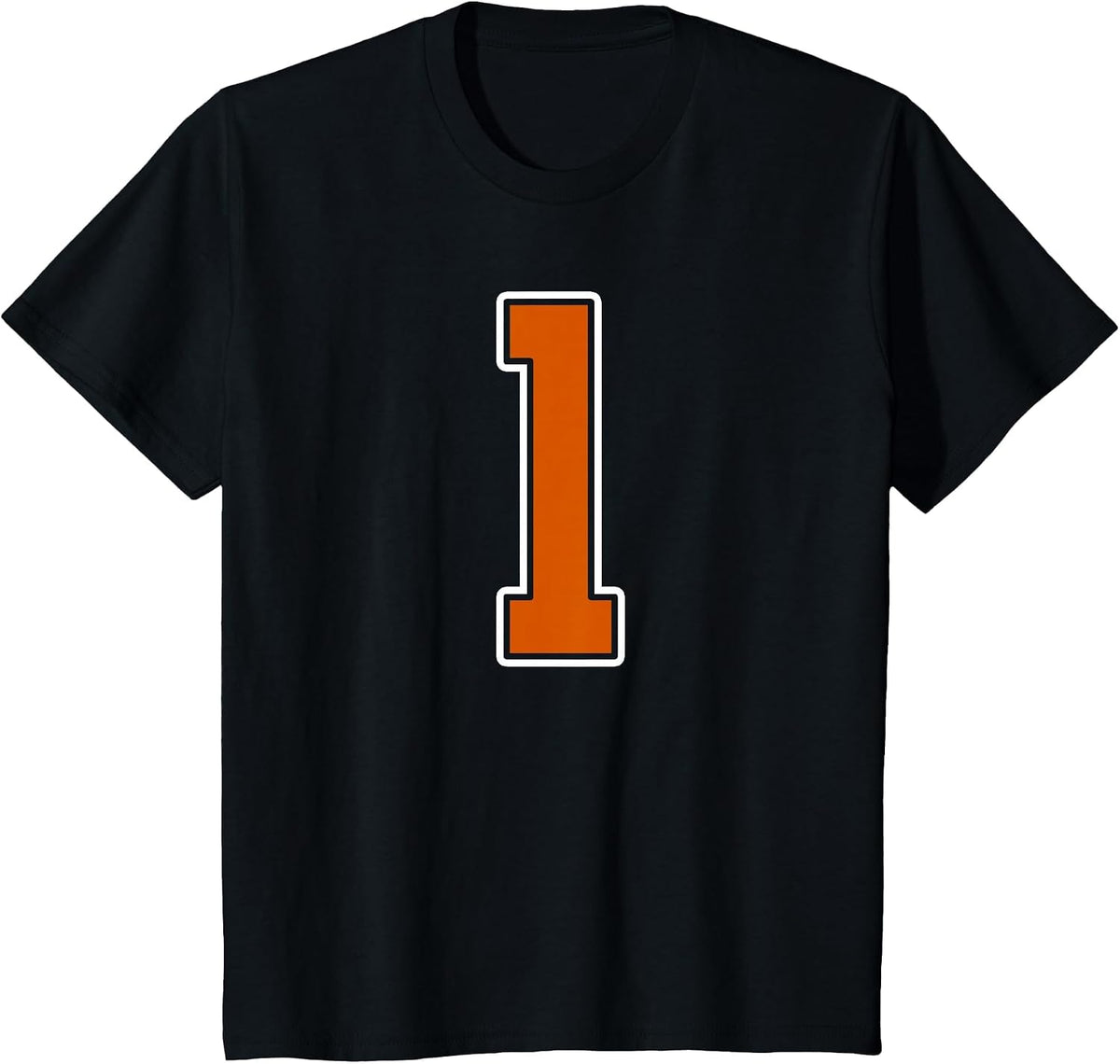 Burnt Orange White Number 1 Jersey Player Uniform #1 T-Shirt - Black