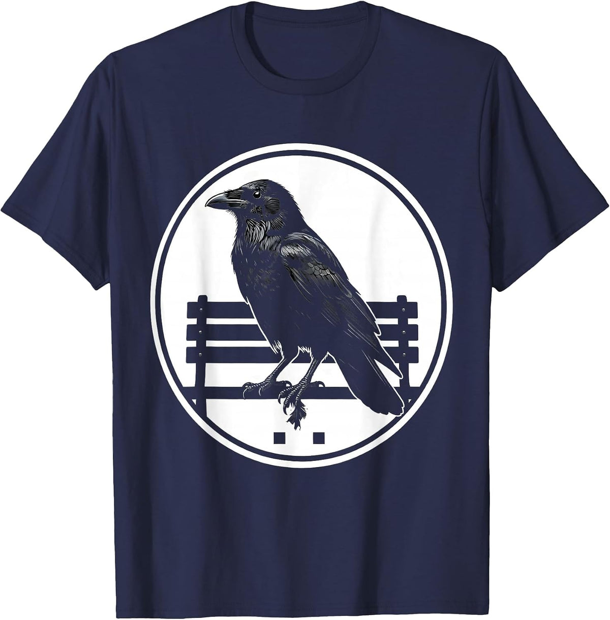 Men's Black Crow Silhouette Dark Humor Crow Lover Gift T-Shirt - Navy Blue