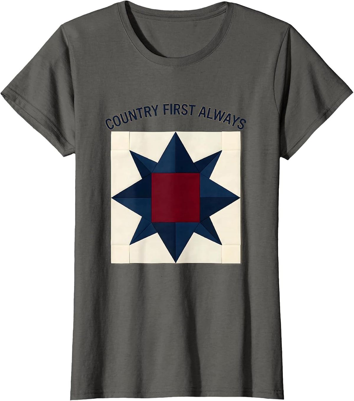 Women's Country First Always Conservative Patriot Design T-Shirt - Asphalt Grey