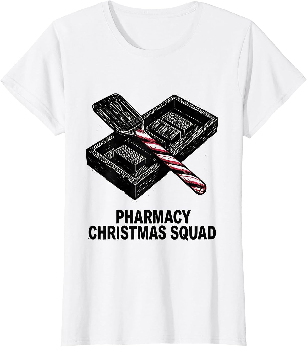Pharmacy Christmas Squad Funny Pharmacy Tech Matching T-Shirt - White