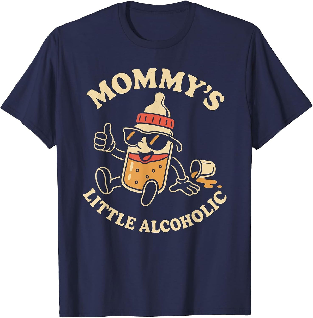 Mommy's Little Alcoholic Funny Drinking Drunk Alcohol Joke T-Shirt - Navy Blue