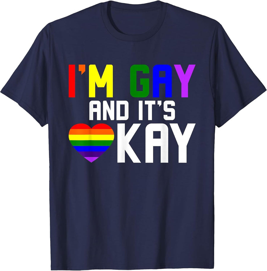 I'm Gay and It's Okay LGBTQ T-Shirt - Navy Blue
