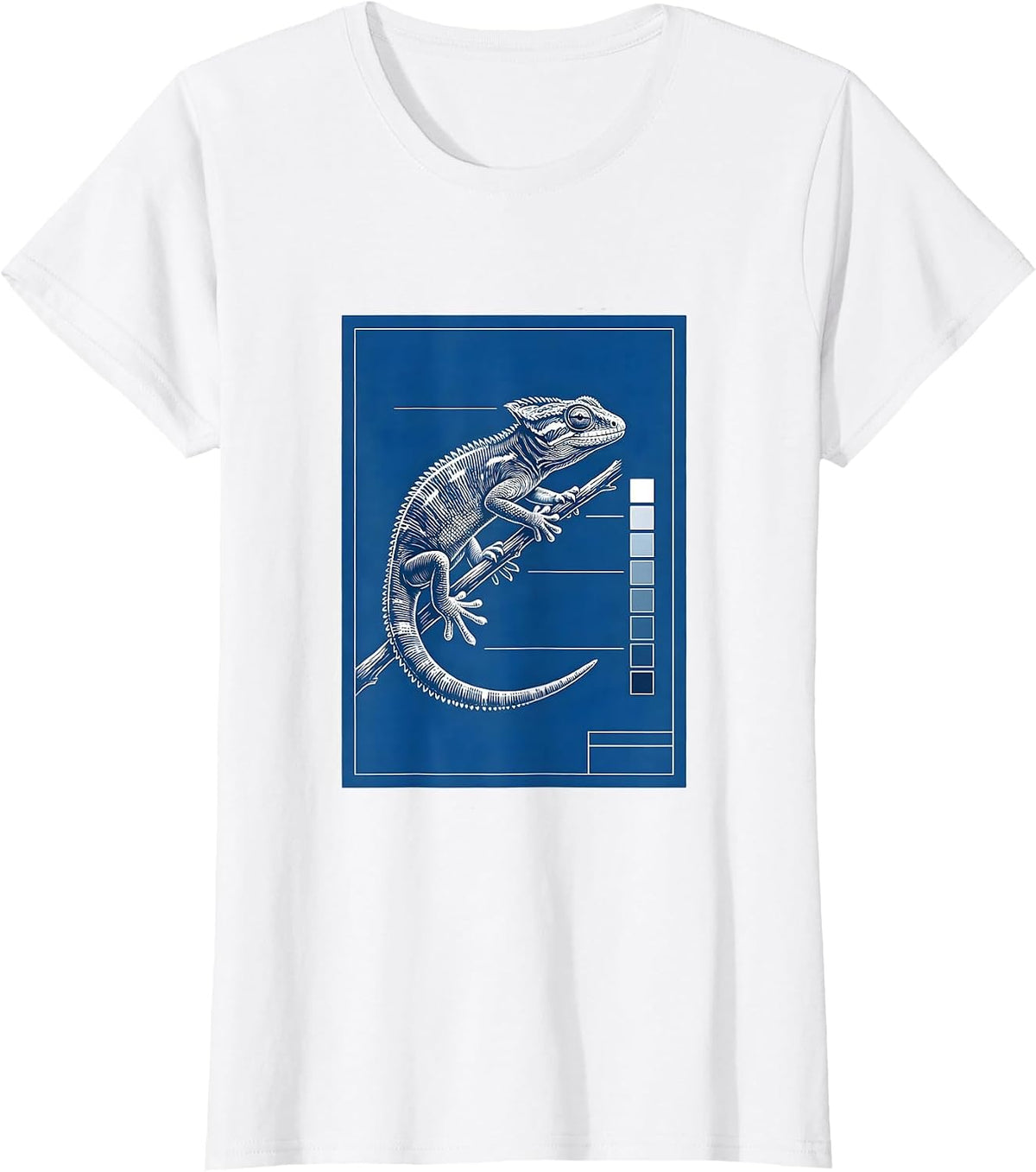 Women's Crested Gecko Technical Blueprint Reptile Keeper Humor T-Shirt - White