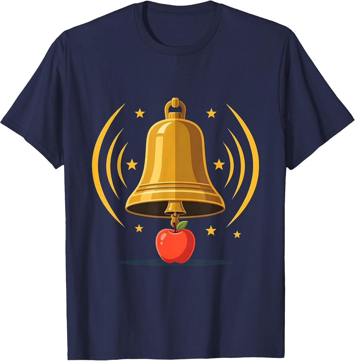 First Day of Kindergarten School Bell Ringing T-Shirt - Navy Blue