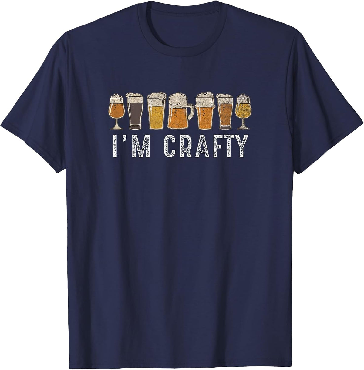 Craft Beer Art I'm Crafty Home Brew Beer Vintage T Shirt T-Shirt - Navy Blue