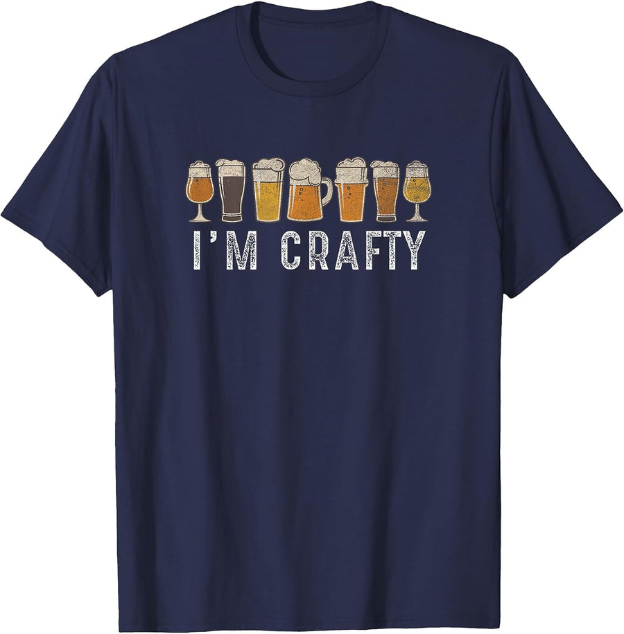 Craft Beer Art I'm Crafty Home Brew Beer Vintage T Shirt T-Shirt - Navy Blue