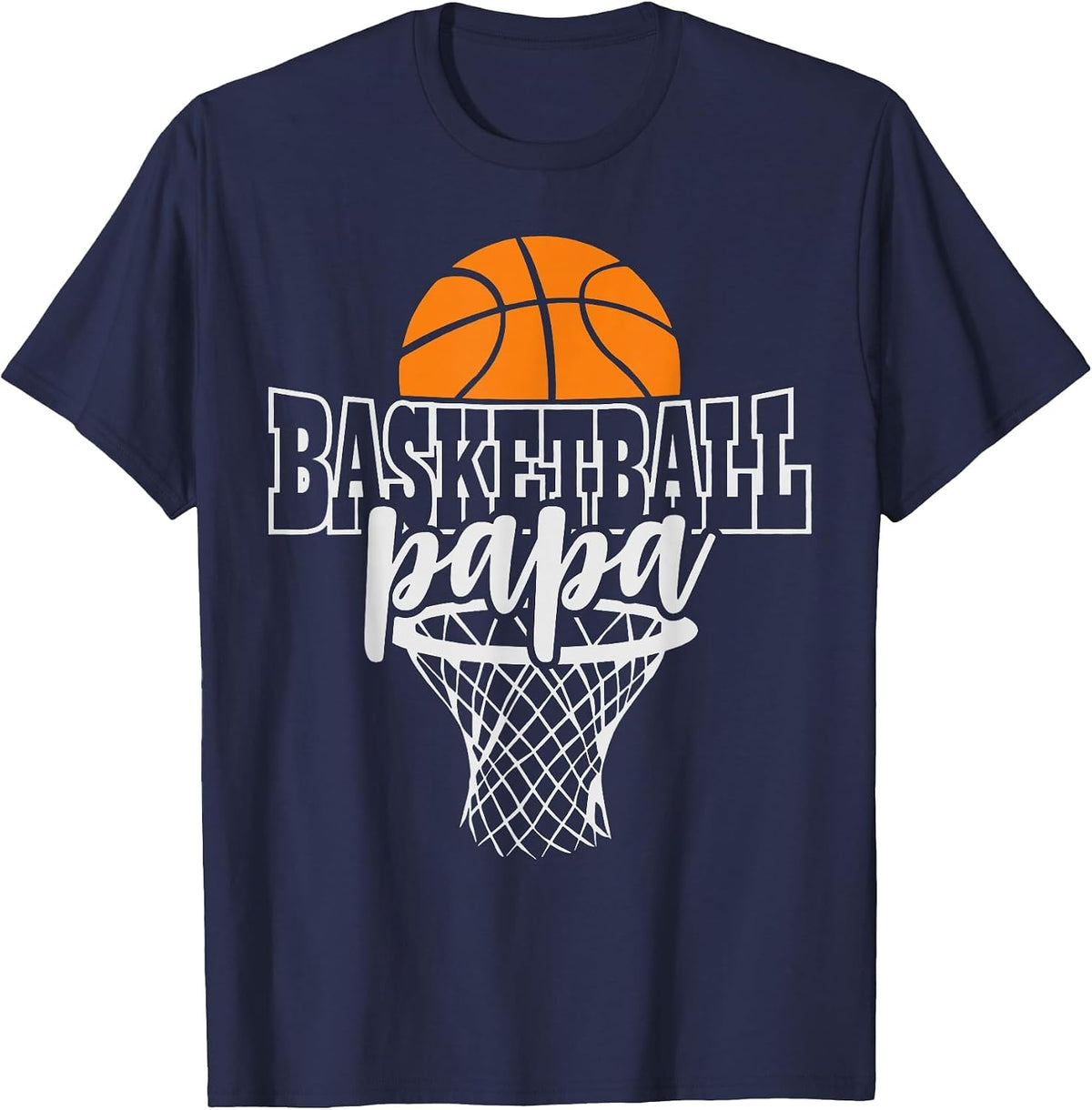Vintage Proud Basketball Papa Fathers Day Basketball Player T-Shirt - Navy Blue