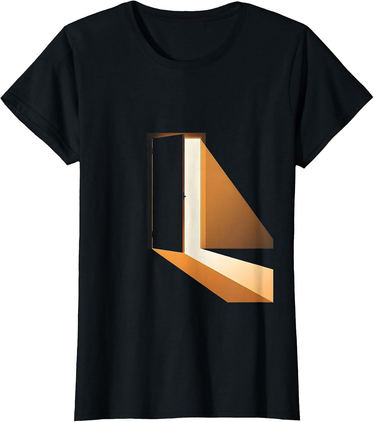 Social Worker Open Door Warm Light Illustration T-Shirt - Black