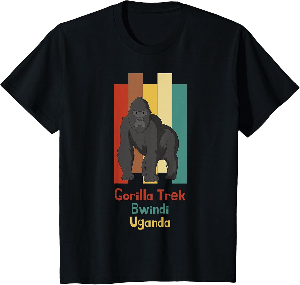 Gorilla Trekking Bwindi Impenetrable Uganda Safari Souvenir T-Shirt - Black