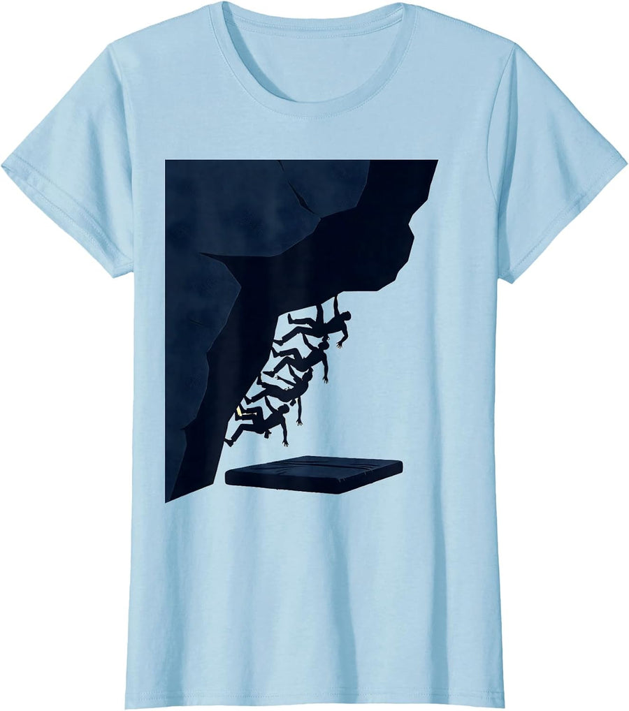 Women's Oversized Climbing Hold Bouldering Humor Rock Climber T-Shirt - Baby Blue