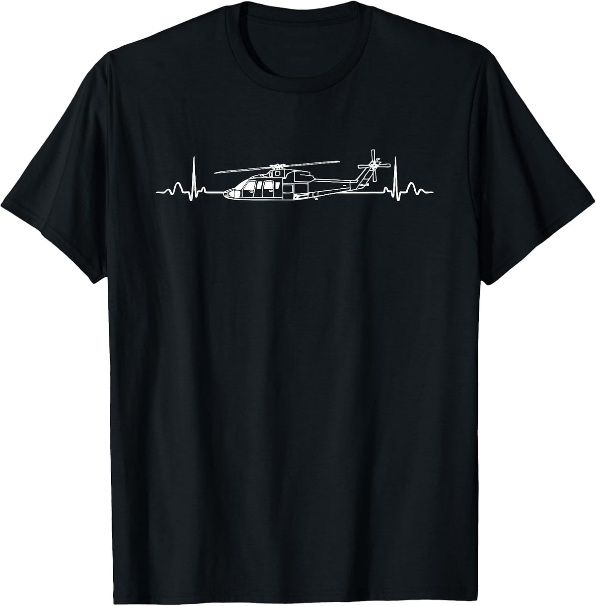 Sikorsky S-76 Helicopter Heartbeat Shirt for Pilots T-Shirt - Black