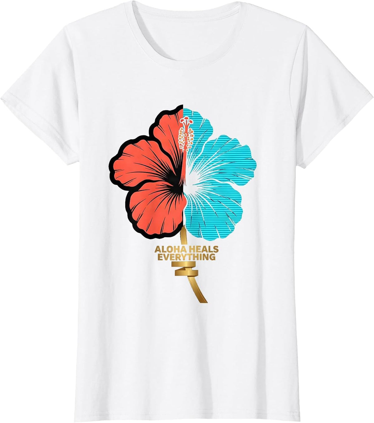 Aloha Heals Everything Tropical Spirit Design T-Shirt - White