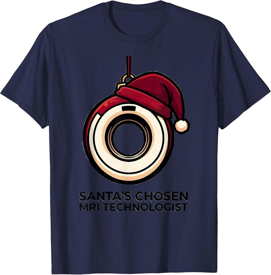 Santa's Chosen MRI Technologist Funny Radiology Tech T-Shirt - Navy Blue