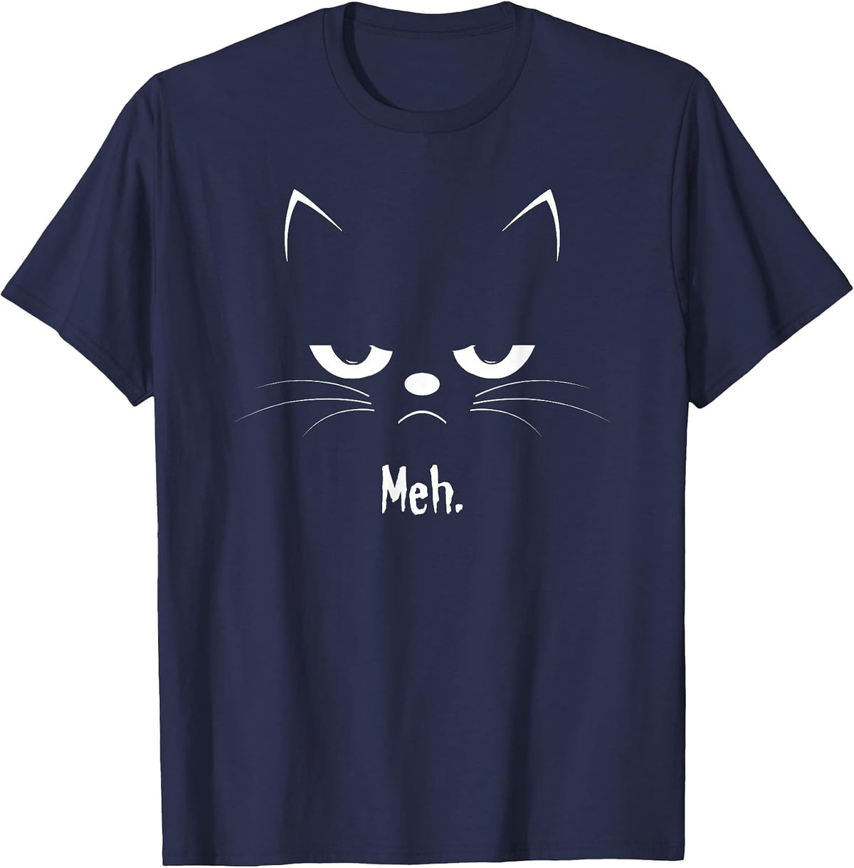Sarcastic Funny Angry Cat Meh Halloween Costume T-Shirt - Navy Blue