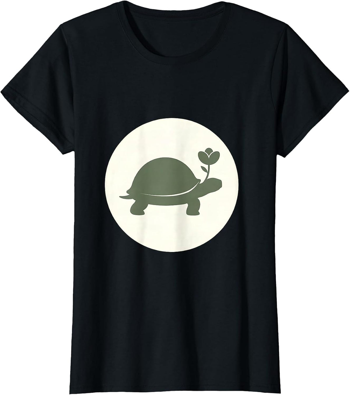 Turtle Carrying a Blooming Garden Illustration T-Shirt - Black