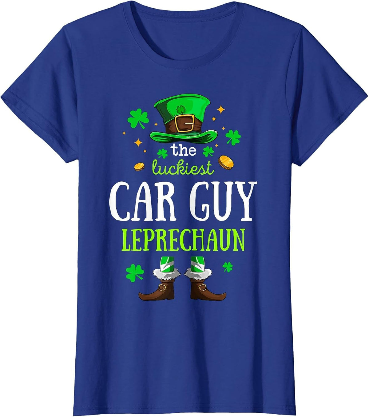 The Luckiest Car Guy Leprechaun Men Funny St. Patrick's Day T-Shirt - Royal Blue