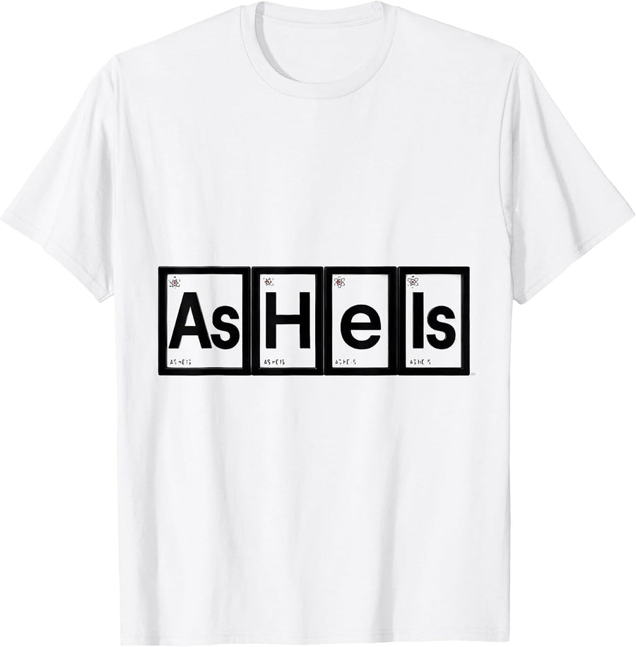 Men's As He Is Bauhaus Modernist Periodic Table Chemistry Teacher T-Shirt - White