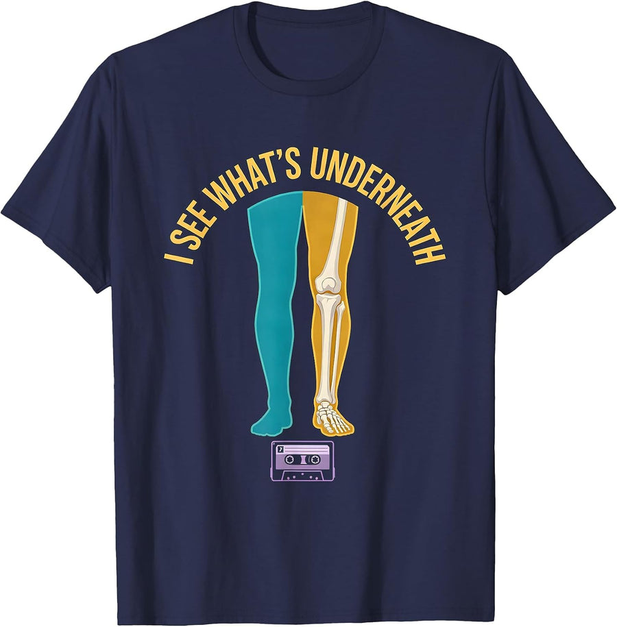 I See What's Underneath Funny Radiology Tech X-ray T-Shirt - Navy Blue