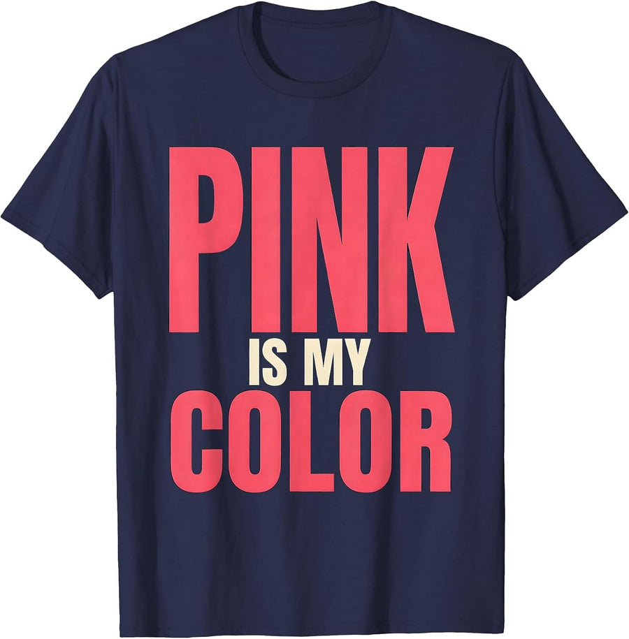 Pink Is My Color Flamingo Lover Design T-Shirt - Navy Blue