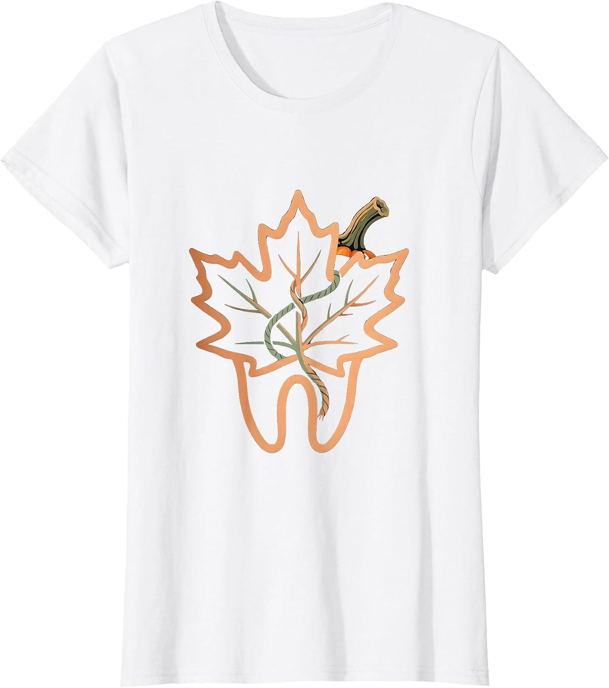 Rounded Molar Maple Leaf Boho Dental Hygienist Halloween T-Shirt - White