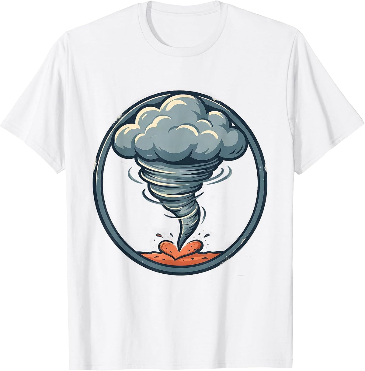Men's Round Tornado Badge Storm Chaser Meteorology Enthusiast T-Shirt - White